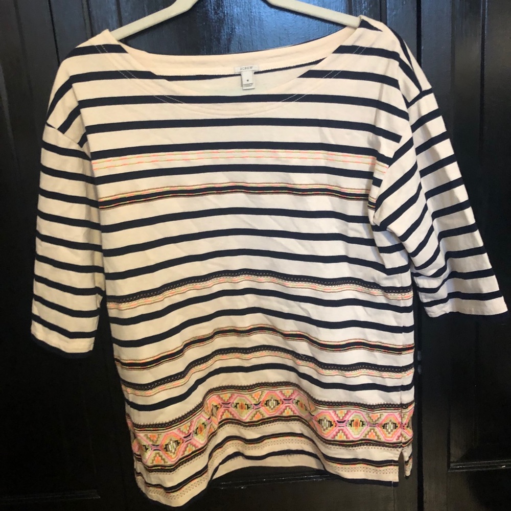 J Crew striped embellished sailor top